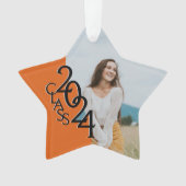 Orange Class 2024 Abschluss Foto Ornament (Vorderseite)
