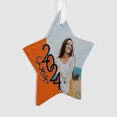 Orange Class 2024 Abschluss Foto Ornament (Vorderseite)