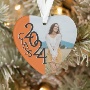 Orange Class 2024 Abschluss Foto Ornament