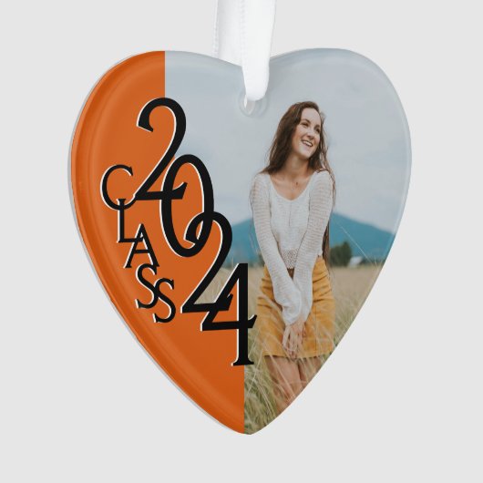 Orange Class 2024 Abschluss Foto Ornament (Vorderseite)