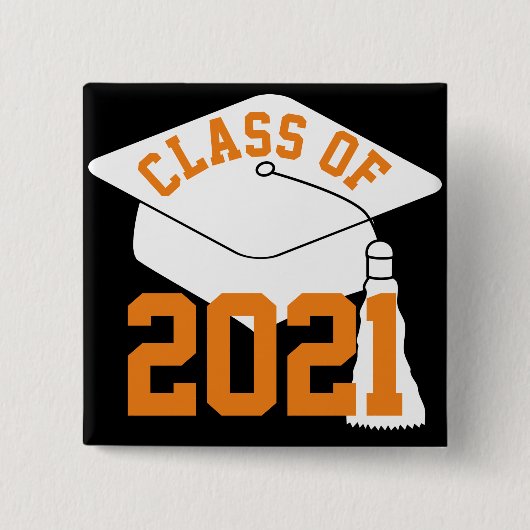 Orange Class of 2024 Grad Cap Button (Vorderseite)