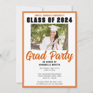 Orange Class of 2025 Foto Modern Graduation Party Einladung