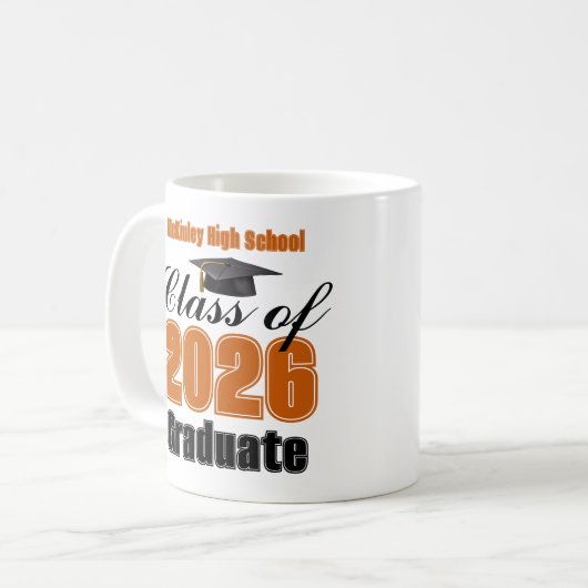 Orange Class of 2026 Graduation Keepsake Kaffeetasse (Vorderseite Links)