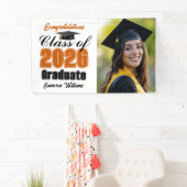 Orange Class of 2026 Graduation Party Photo Banner (Insitu)