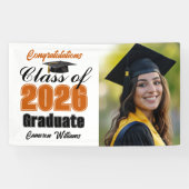 Orange Class of 2026 Graduation Party Photo Banner (Horizontal)