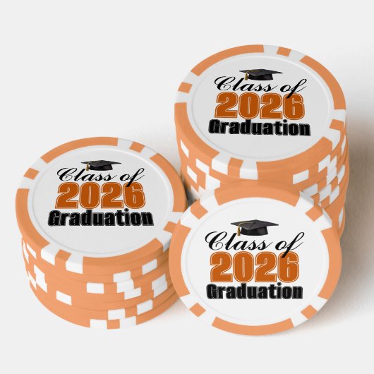 Orange Class of 2026 Graduation Party Pokerchips (Stapel)