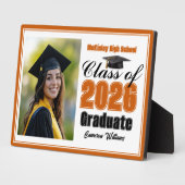 Orange Class of 2026 Graduation Photo Fotoplatte (Seite)