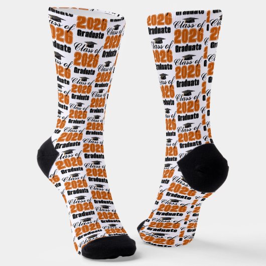 Orange Class of 2026 Graduation Socken (Gewinkelt)