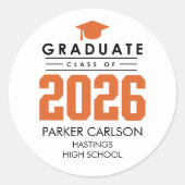 Orange Class of 2026 Graduation Sticker (Vorderseite)