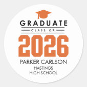 Orange Class of 2026 Graduation Sticker (Vorderseite)