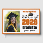 Orange Class of 2026 Photo Small Graduation Gästebuch (Vorderseite)