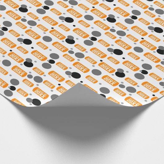 Orange "Class of" Hundeschema und Dotmuster Geschenkpapier (Ecke)