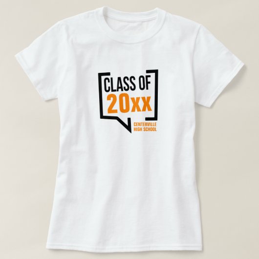 Orange Class Year Speech Bubble T-Shirt (Design vorne)