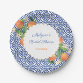 Orange Classic Blue White Positano Polterabend Pappteller (Vorderseite)