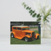Orange Classic Car Postkarte (Stehend Vorderseite)