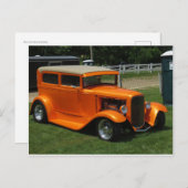 Orange Classic Car Postkarte (Vorne/Hinten)
