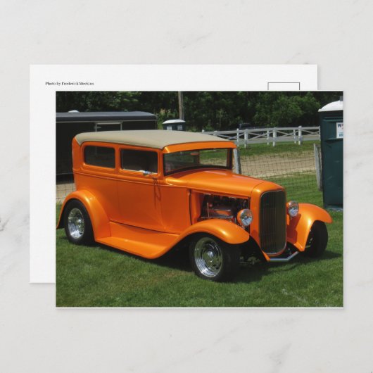 Orange Classic Car Postkarte (Vorne/Hinten)