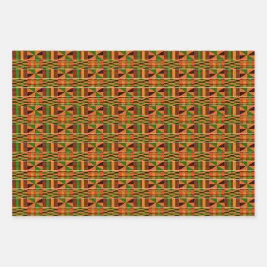 Orange Classic Kente Set 3 Geschenkpapier Set (Vorderseite 3)