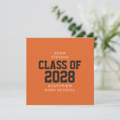 Orange Classic Varsity-Abschlussfeier Einladung (Stehend Vorderseite)
