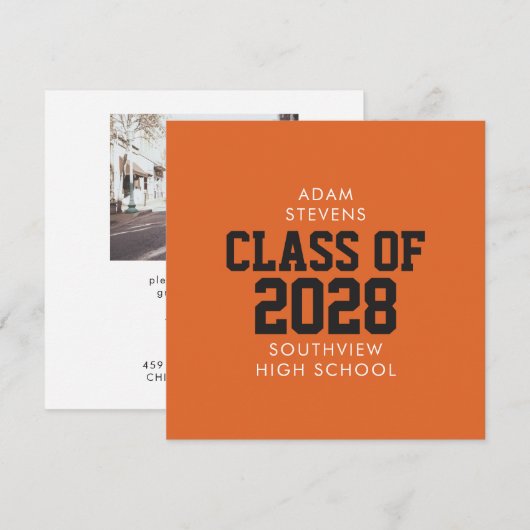 Orange Classic Varsity Graduate Party Einladung (Vorne/Hinten)