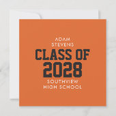 Orange Classic Varsity Graduate Party Einladung (Vorderseite)
