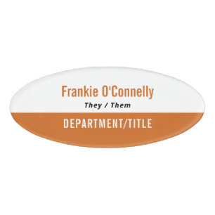 Orange Clean Personal Pronouns Employee Namenschild