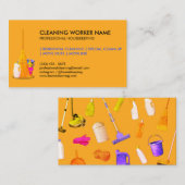 Orange Clearing Service Housekeeper Janitorial Visitenkarte (Vorne/Hinten)