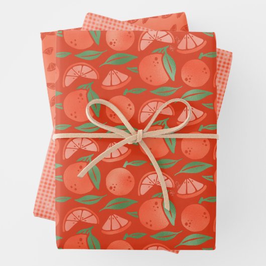 Orange Clementine Fruit Geschenkpapier Set (Beispiel)