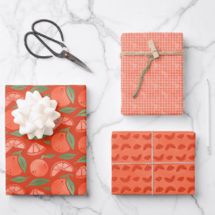 Orange Clementine Fruit Geschenkpapier Set