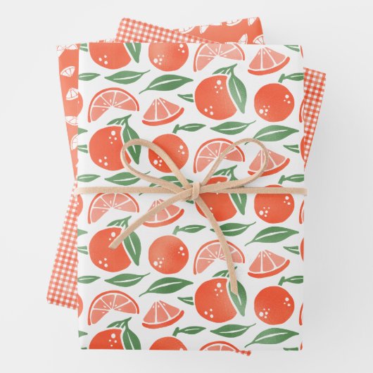 Orange Clementine Fruit Geschenkpapier Set (Beispiel)