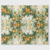 Orange Clementine-Kräne Blumenblätterung Geschenkpapier (Flach)