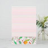 Orange Clementines Cranberries Red Lined Frucht Briefpapier (Stehend Vorderseite)