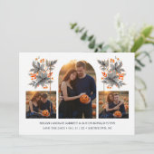 Orange Climbing Arch Grey Bouquets 3-Photo Collage Save The Date (Stehend Vorderseite)