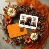Orange Climbing Arch Grey Bouquets 3-Photo Collage Save The Date
