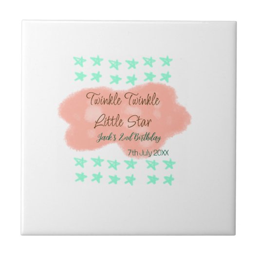 Orange clouds twinkle twinkle little stars green fliese (Vorderseite)