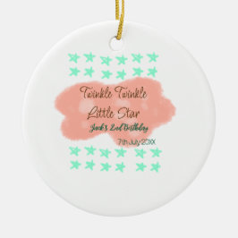 Orange clouds twinkle twinkle little stars green  keramik ornament