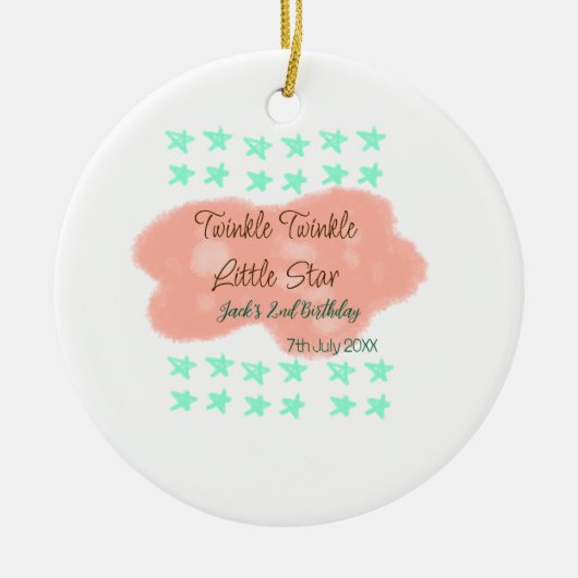 Orange clouds twinkle twinkle little stars green keramik ornament (Vorne)