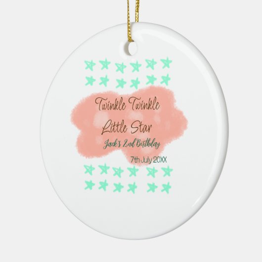 Orange clouds twinkle twinkle little stars green  keramik ornament (Links)