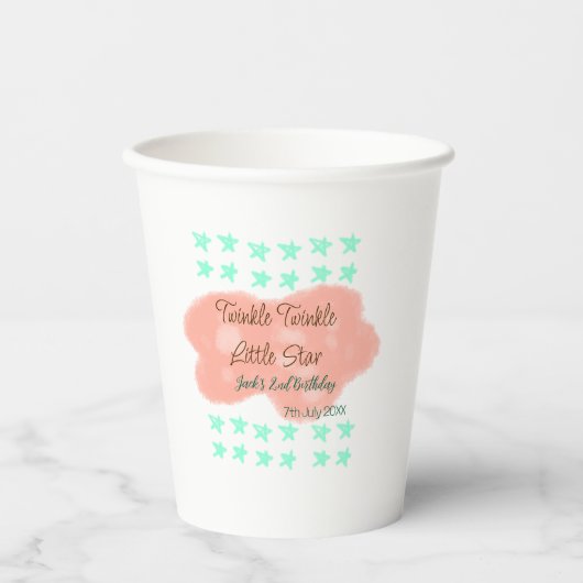 Orange clouds twinkle twinkle little stars green pappbecher (Vorderseite)