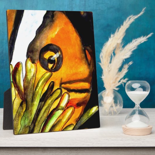 Orange Clown Aquarell Originale Malerei Fotoplatte (Seite)