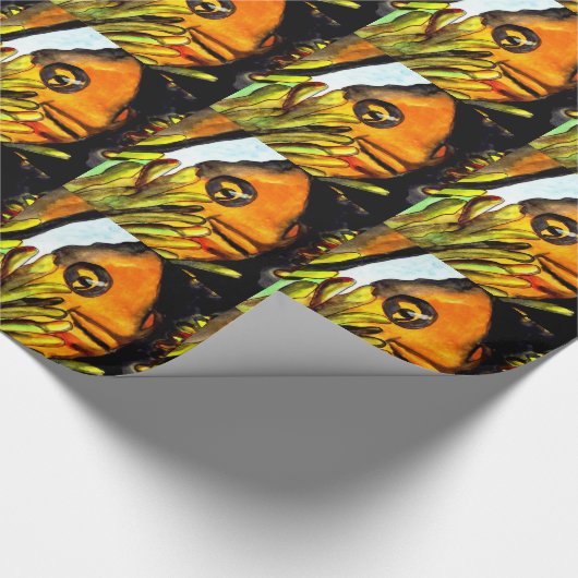 Orange Clown Aquarell Originale Malerei Geschenkpapier (Ecke)