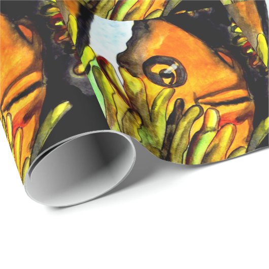 Orange Clown Aquarell Originale Malerei Geschenkpapier (Rolleneckpunkt)