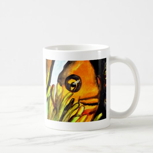Orange Clown Aquarell Originale Malerei Kaffeetasse (Rechts)