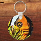 Orange Clown Aquarell Originale Malerei Schlüsselanhänger (Vorderseite)