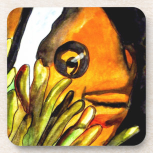 Orange Clown Aquarell Originale Malerei Untersetzer