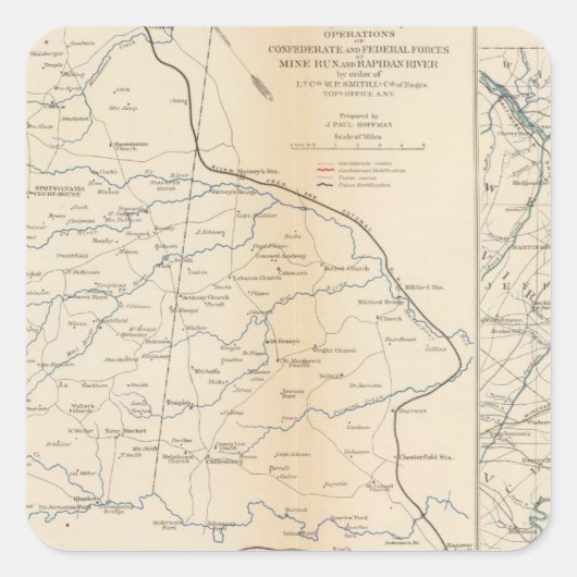 Orange Co, Va, Minenlauf, Rapidan River Quadratischer Aufkleber (Vorderseite)