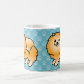 Orange Coat Spitz Hunde auf blau Kaffeetasse (Mittel)