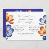 Orange & Cobalt Blue Floral Rehearsal Dinner Einladung (Vorne/Hinten)