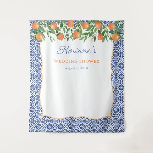 Orange Cobalt Blue Polterabend Foto Hintergrund Wandteppich (Vorderseite)