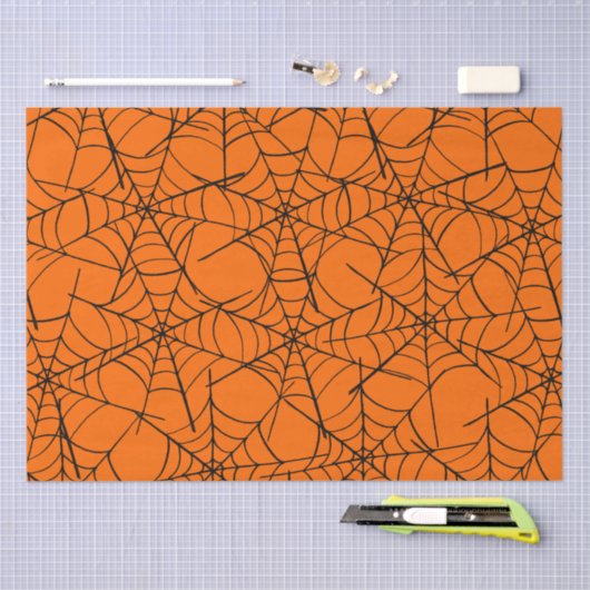 Orange Cobweb Halloween Seidenpapier (Handwerk)